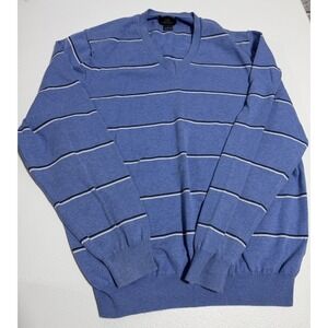 Brooks Brothers 346 Mens L Blue 100% Cotton Crewneck Classic Pullover Sweater